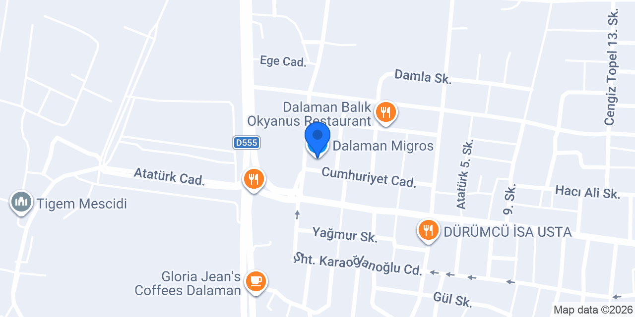 Dalaman Migros konumu