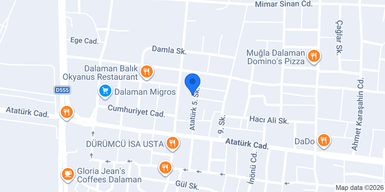 Dalaman Mavi Kilise konumu
