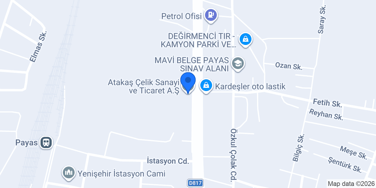 Atakaş Çelik Sanayi ve Ticaret A.Ş. konumu