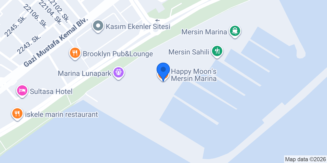 Happy Moon's Mersin Marina konumu
