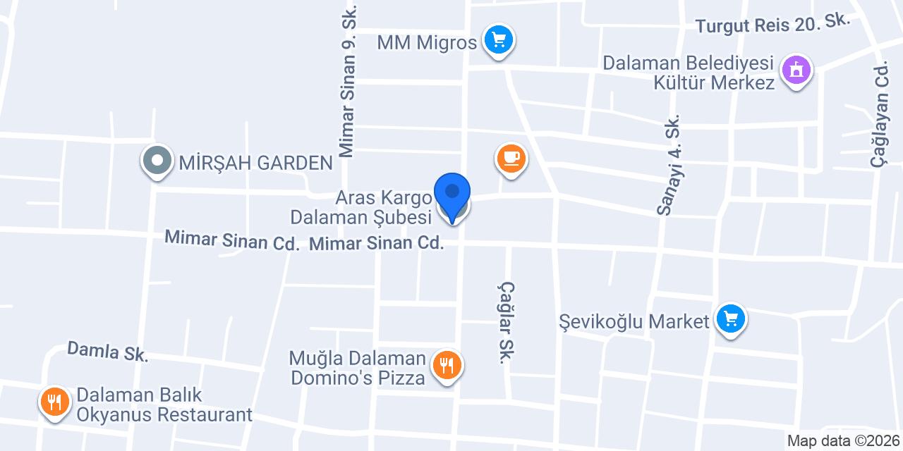 Aras Kargo Dalaman Şubesi konumu