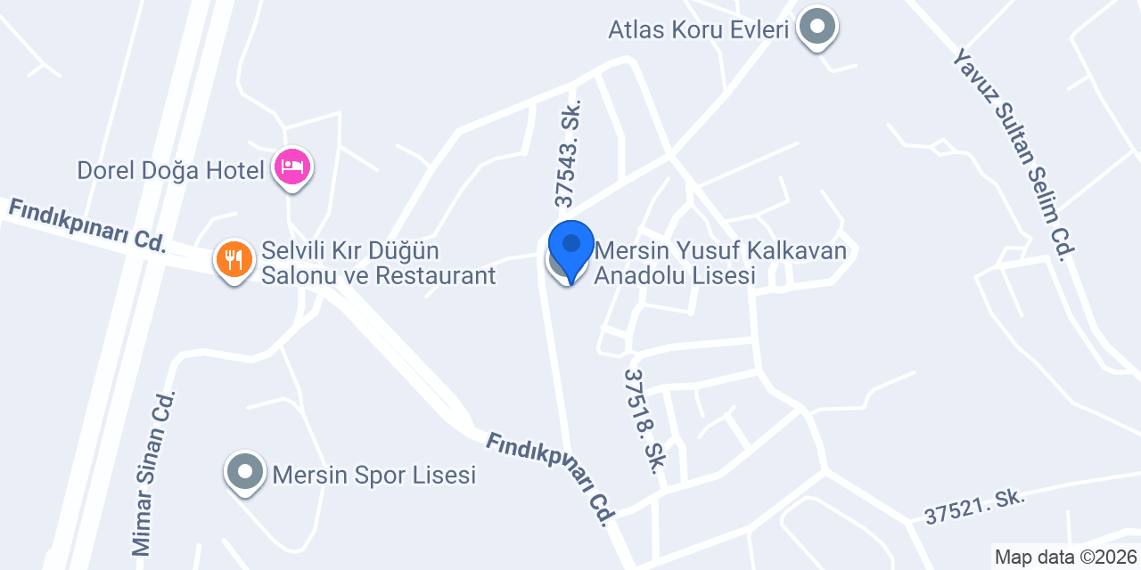 Mersin Yusuf Kalkavan Anadolu Lisesi konumu