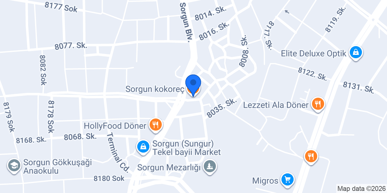 Sorgun kokoreç konumu