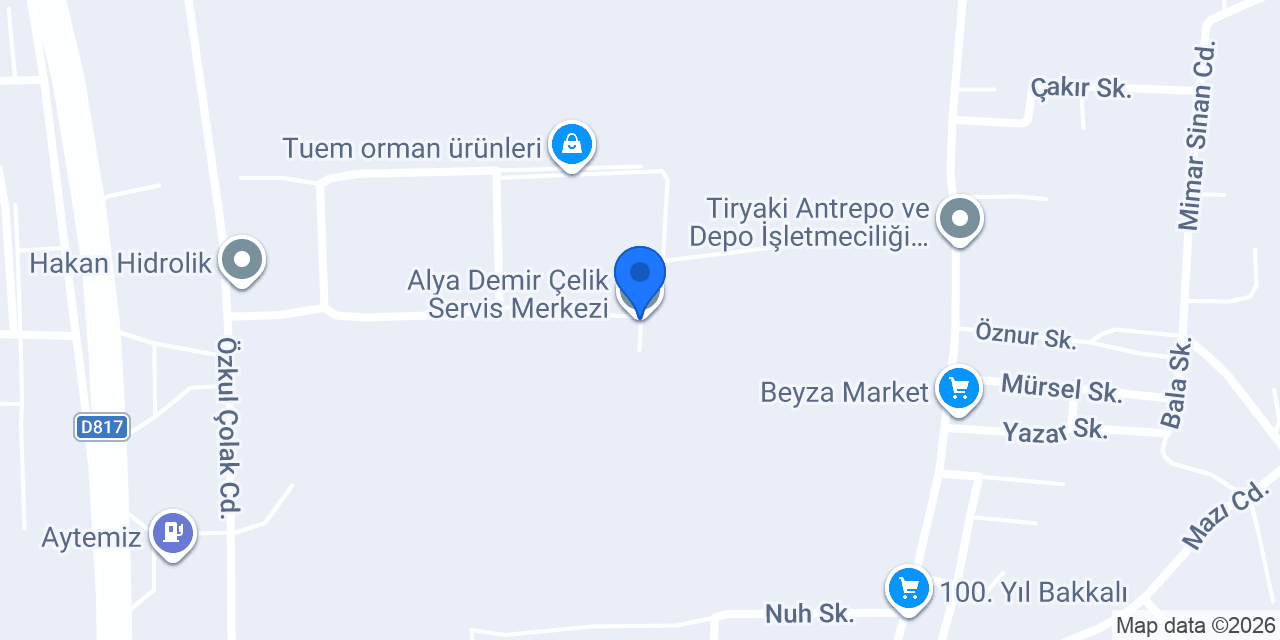 Alya Demir Çelik Servis Merkezi konumu