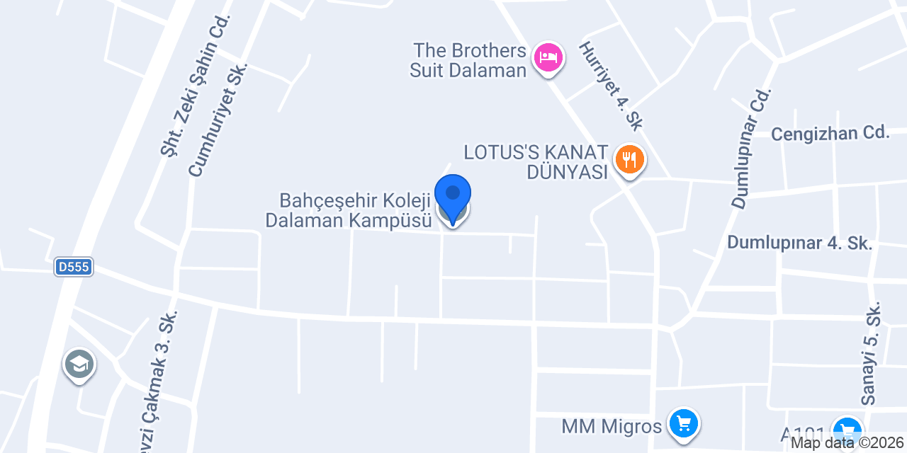 Bahçeşehir Koleji Dalaman Kampüsü konumu