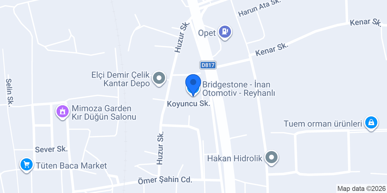 Bridgestone - İnan Otomotiv - Reyhanlı konumu