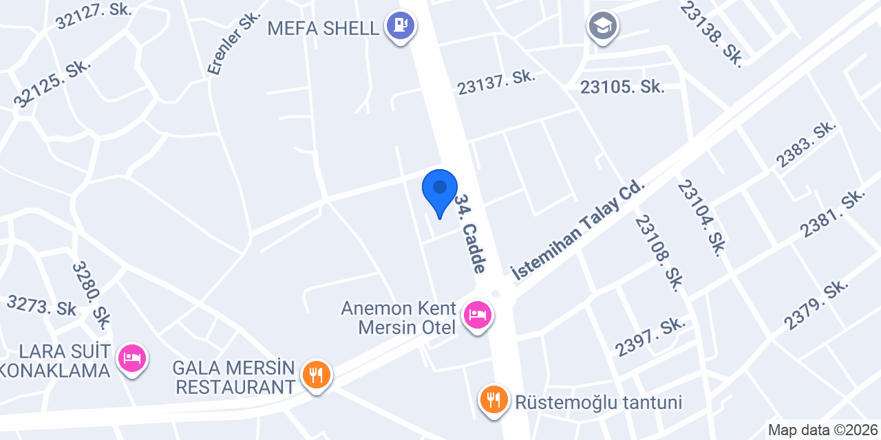MERSİN ALMANCA İNGİLİZCE konumu