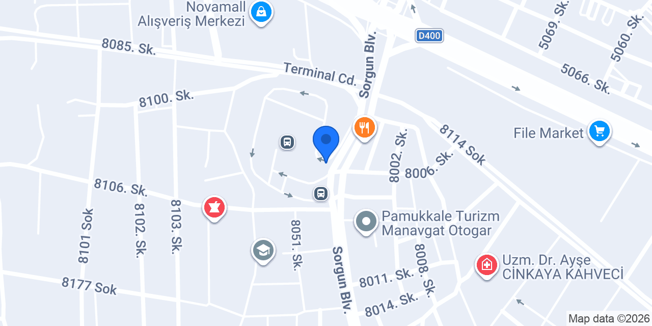 Manavgat Otobüs Terminali konumu