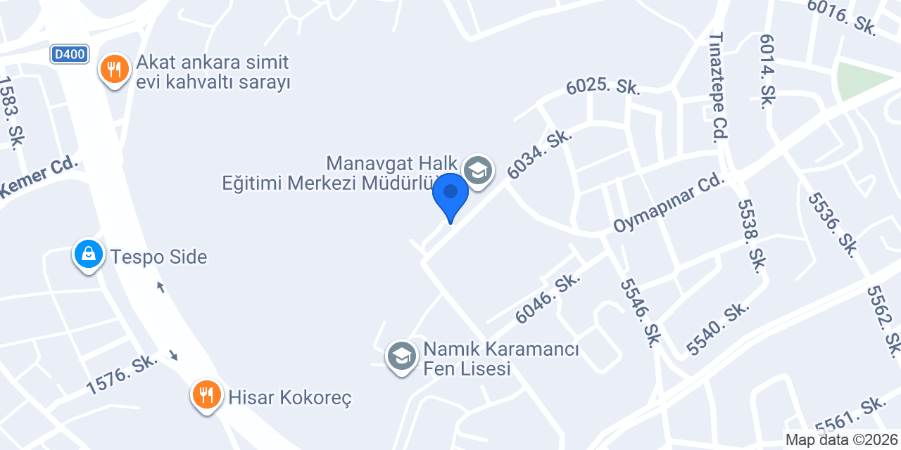 Manavgat İlçe Milli Eğitim Müdürlüğü konumu
