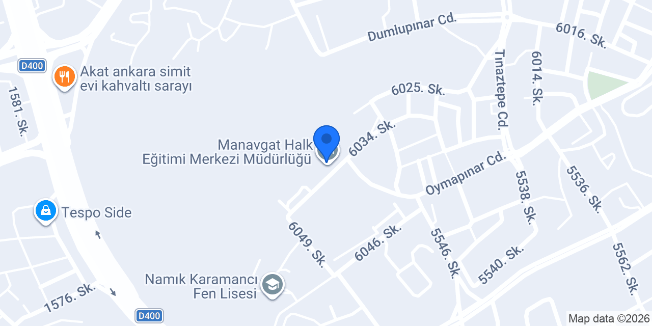 Manavgat Halk Eğitimi Merkezi Müdürlüğü konumu