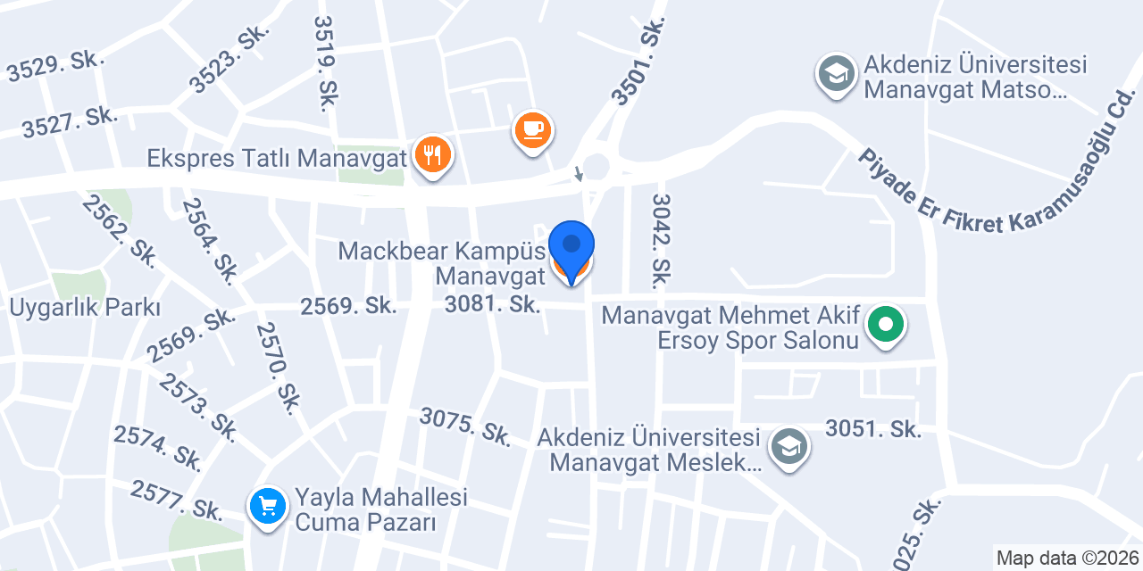 Mackbear Kampüs Manavgat konumu