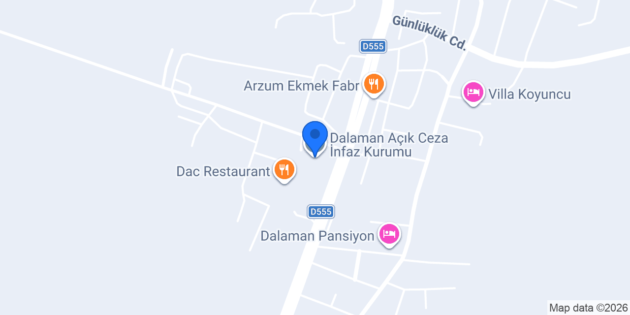 Dalaman Açık Ceza İnfaz Kurumu konumu