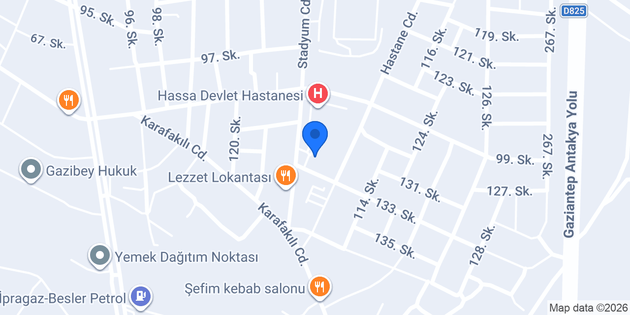Hassa Devlet Hastanesi konumu