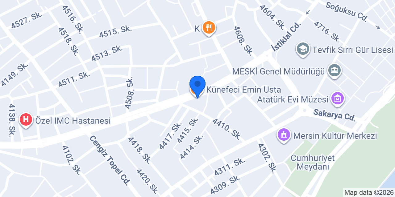 Künefeci Emin Usta konumu