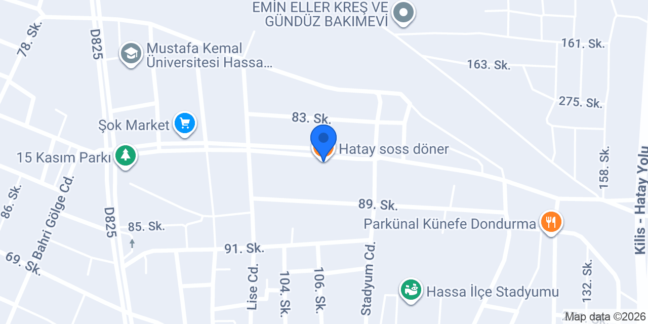 Hatay soss döner konumu