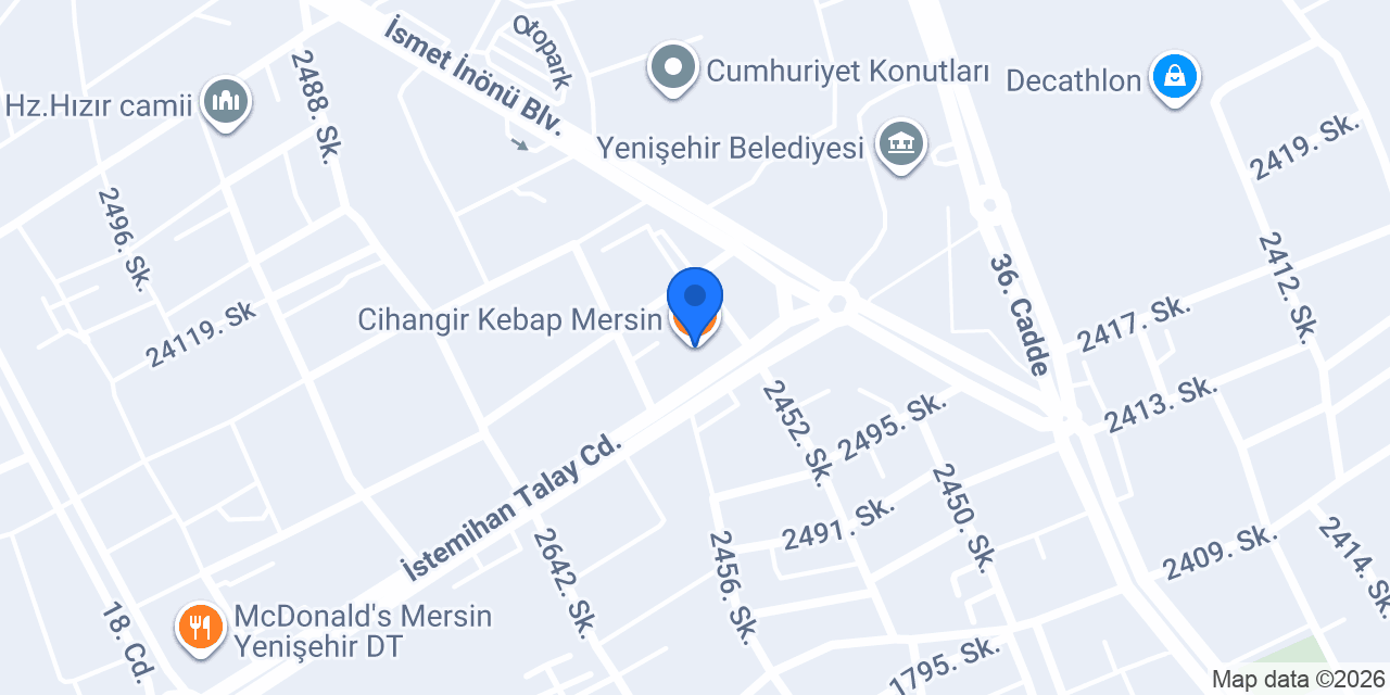 Cihangir Kebap Mersin konumu