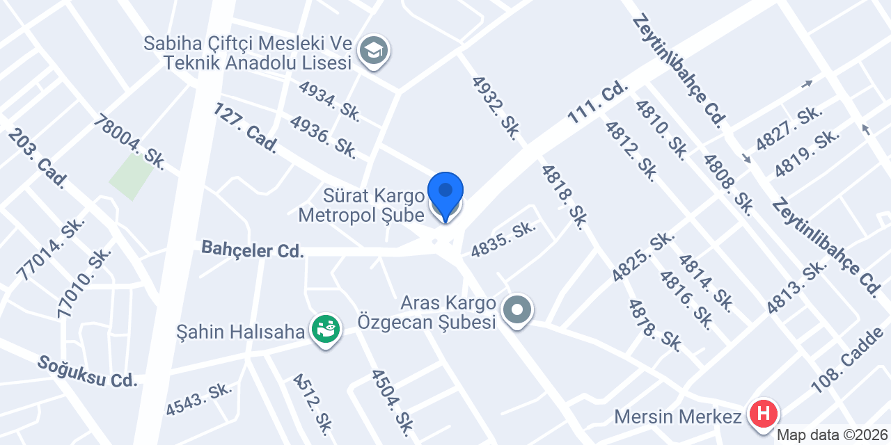 Sürat Kargo Metropol Şube konumu