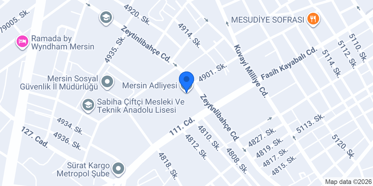 Mersin Adliyesi konumu