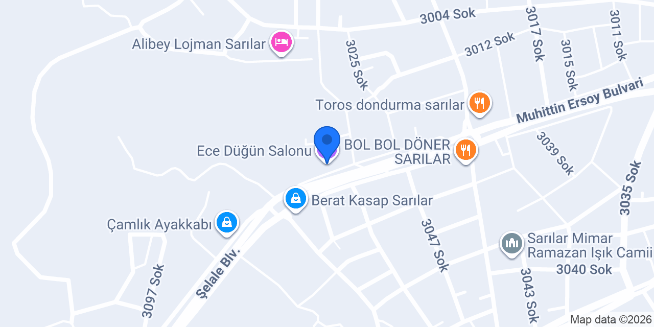 Ece Düğün Salonu konumu
