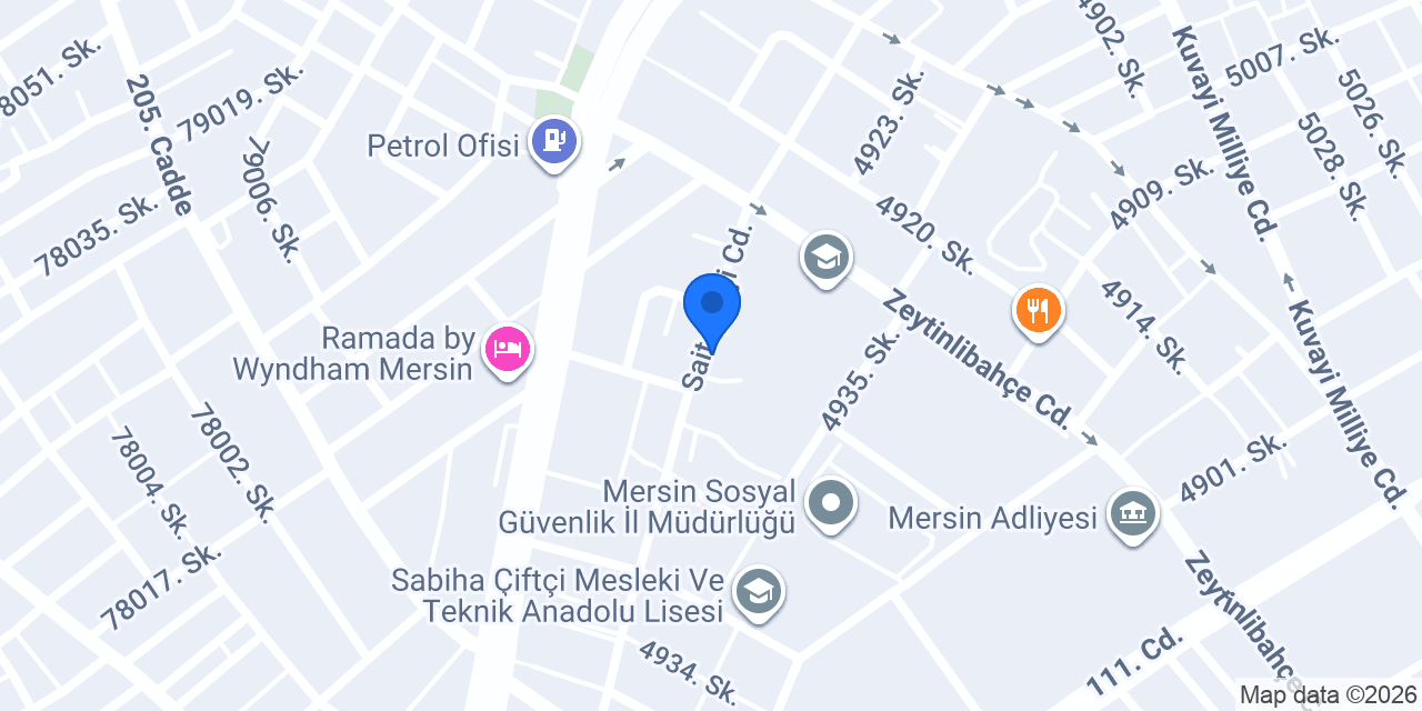 Mersin Halk Eğitim Merkezi Müdürlüğü konumu