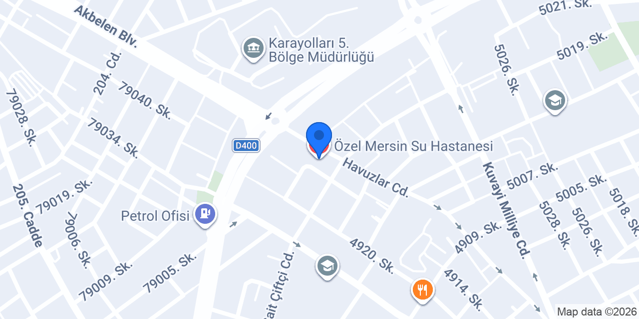 Özel Mersin Su Hastanesi konumu