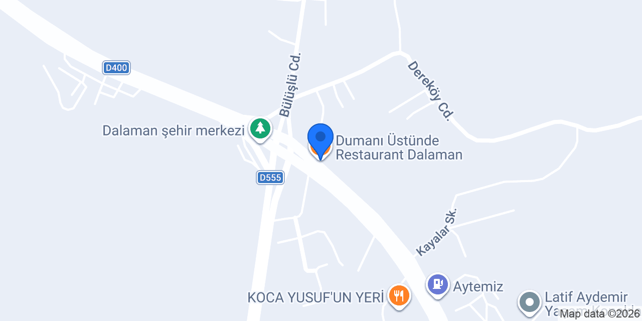 Dumanı Üstünde Restaurant Dalaman konumu