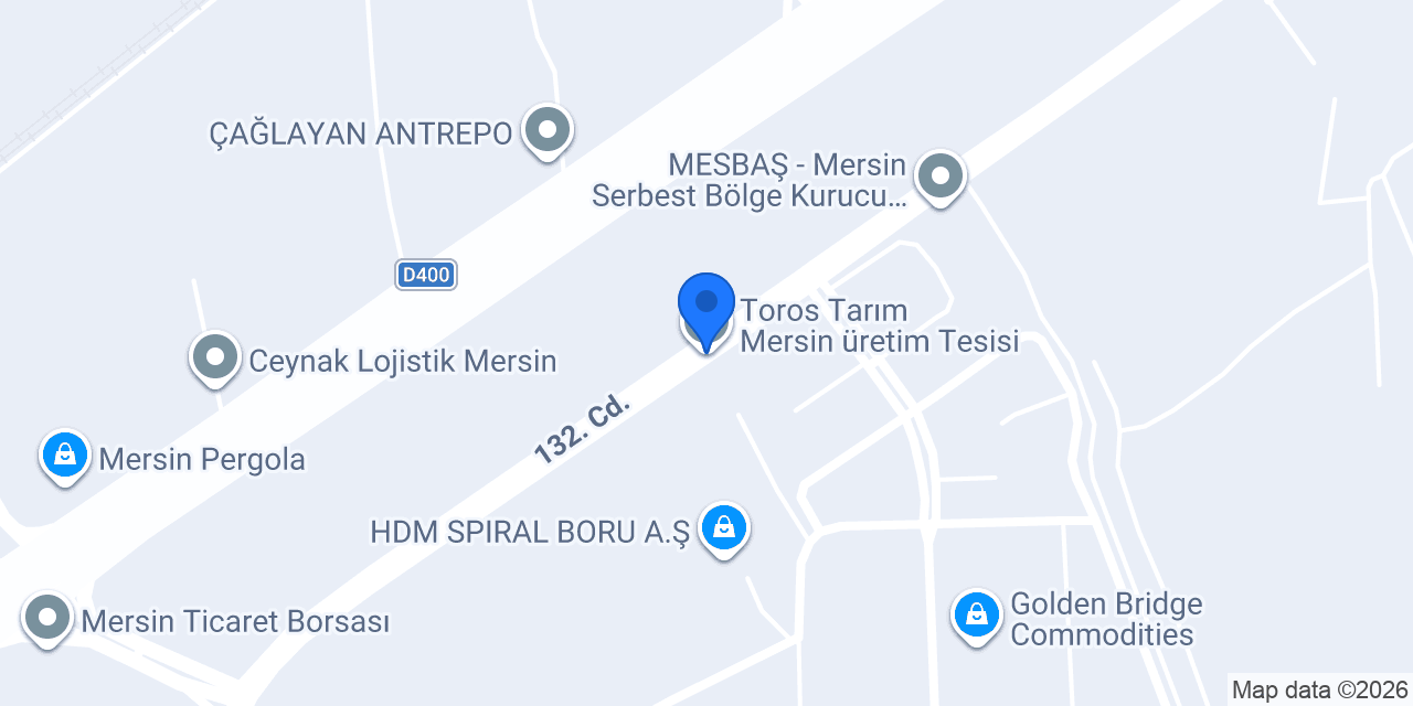Toros Tarım Mersin üretim Tesisi konumu