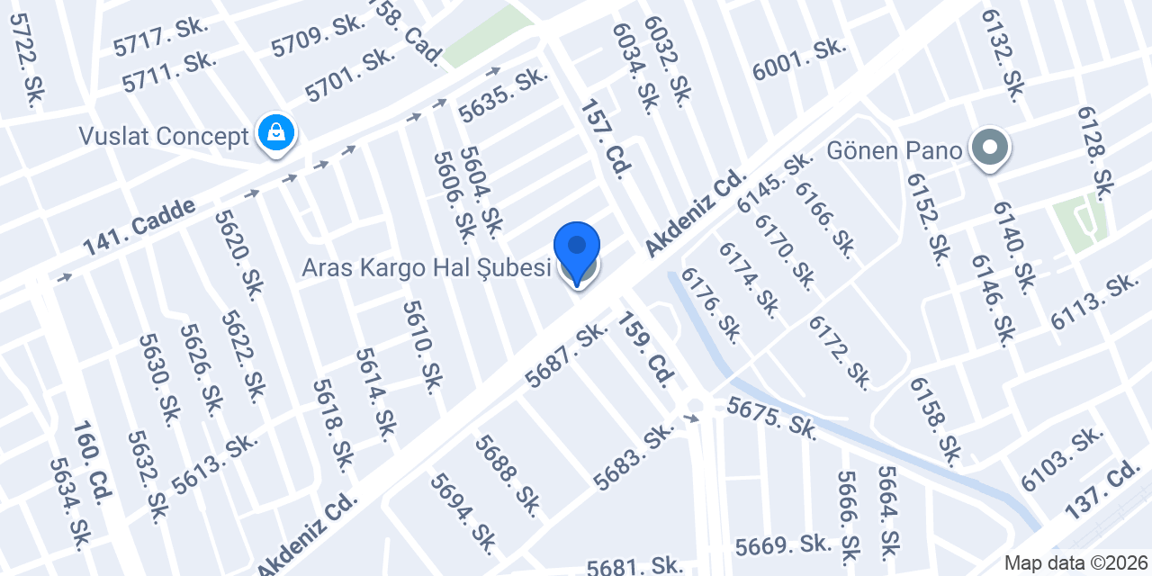 Aras Kargo Hal Şubesi konumu