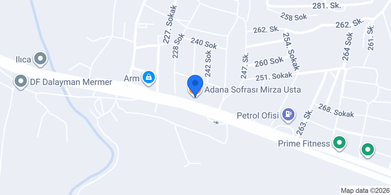 Adana Sofrası Mirza Usta konumu