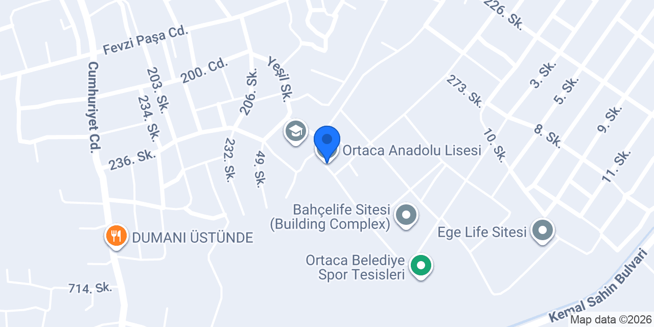 Ortaca Anadolu Lisesi konumu