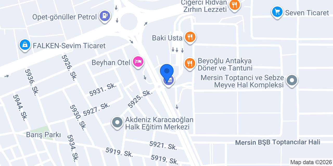 Mersin Bşb Toptancılar Hali konumu