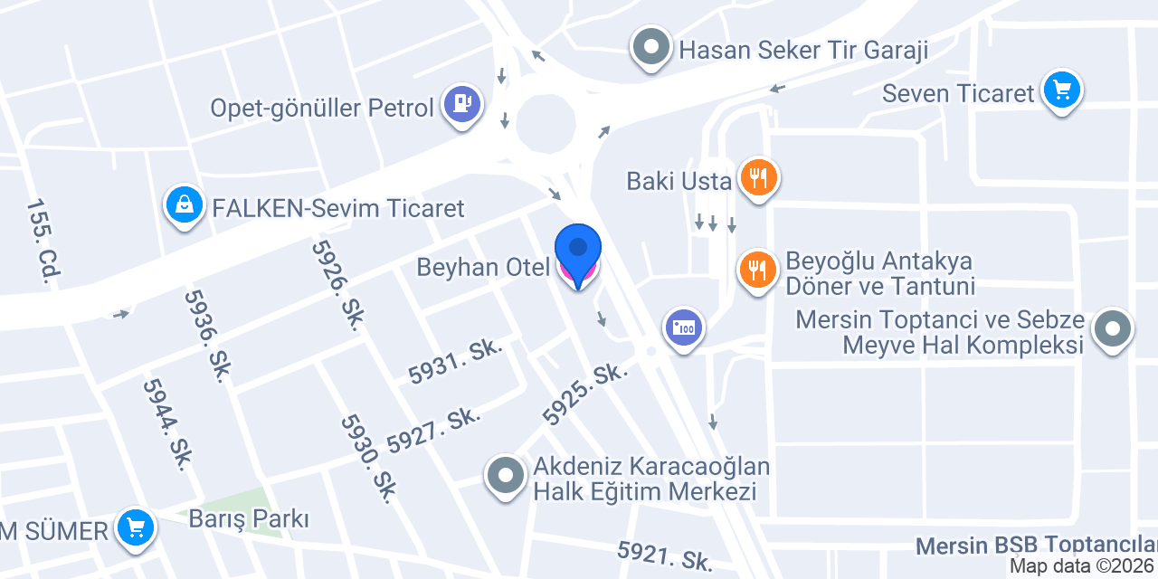 Beyhan Otel konumu