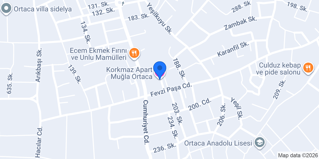 Korkmaz Apart Muğla Ortaca konumu