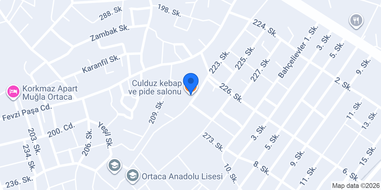 Culduz kebap ve pide salonu konumu