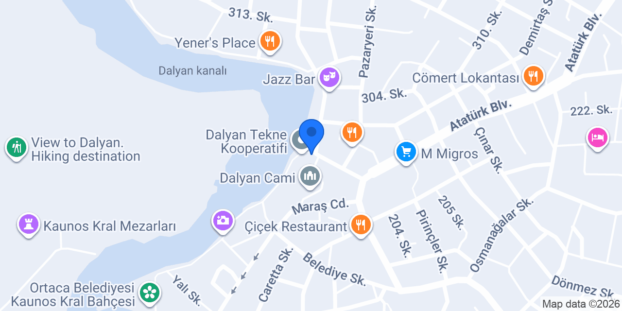 Dalyan Kordon Taksi Bayan Sürücüler konumu