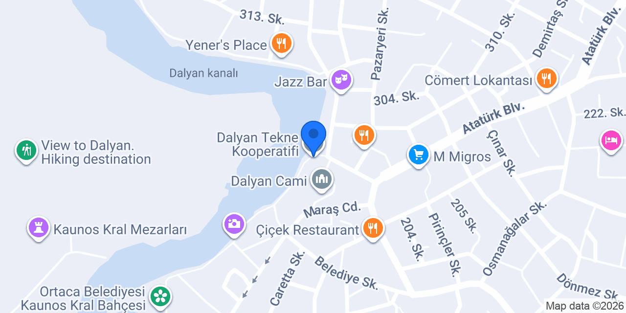 Dalyan Tekne Kooperatifi konumu