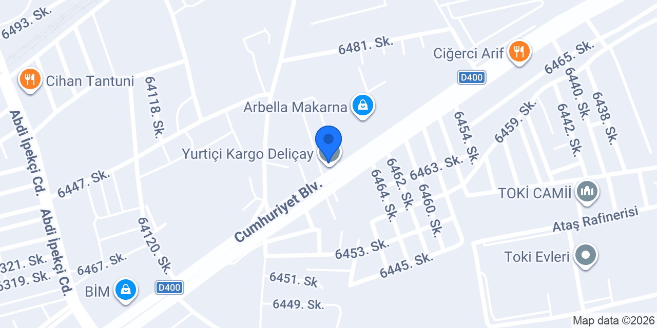 Yurtiçi Kargo Deliçay konumu