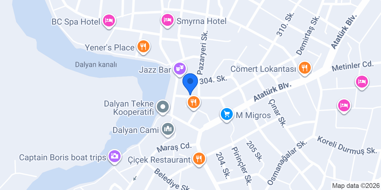 Nehir dalyan otel konumu
