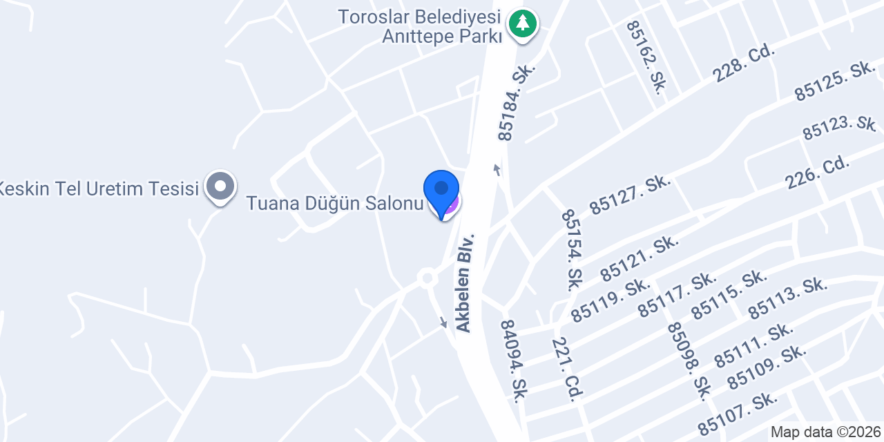 Tuana Düğün Salonu konumu