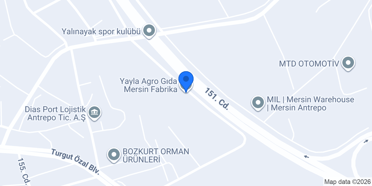 Yayla Agro Gıda Mersin Fabrika konumu