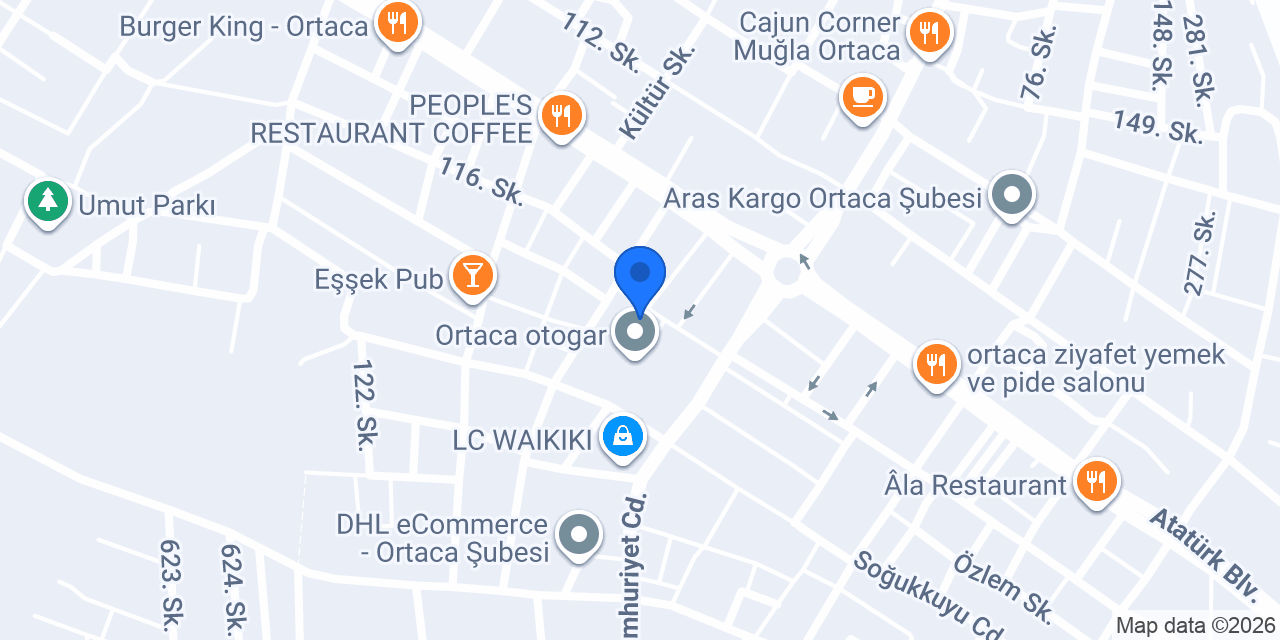 Ortaca Garaj Taksi konumu