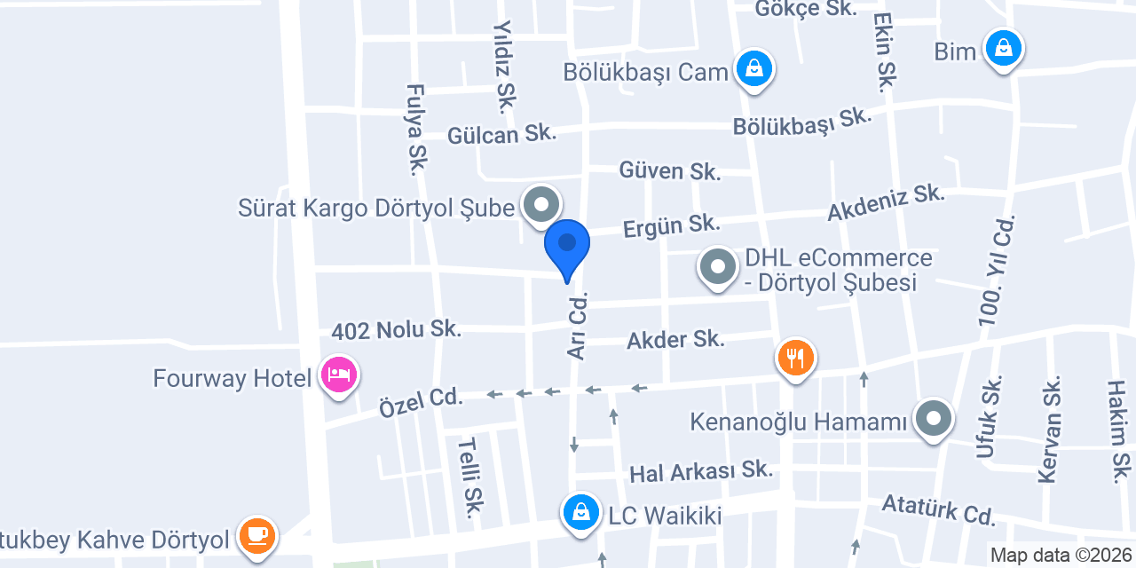 Aras Kargo Dörtyol Şubesi konumu