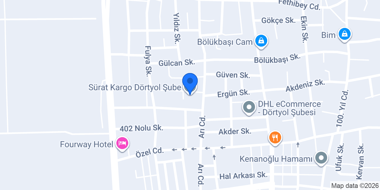 Sürat Kargo Dörtyol Şube konumu