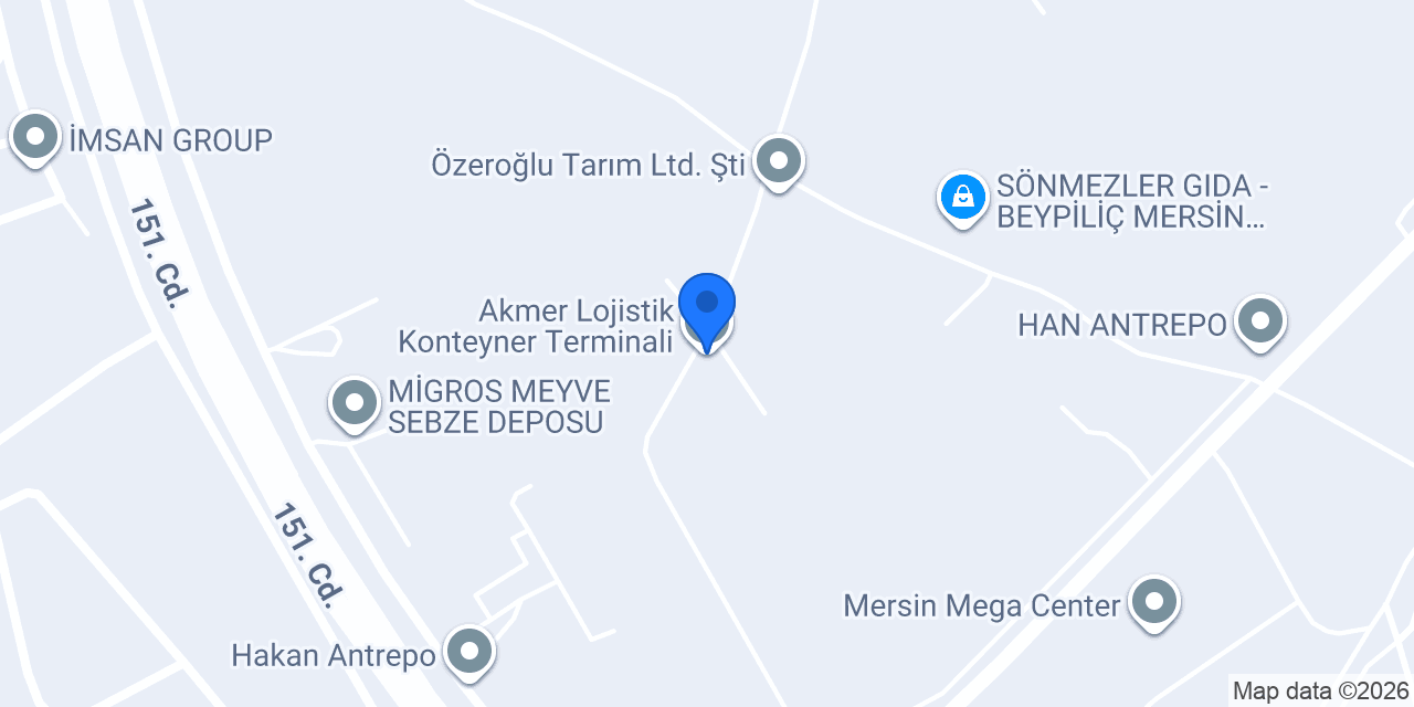 Akmer Lojistik Konteyner Terminali konumu