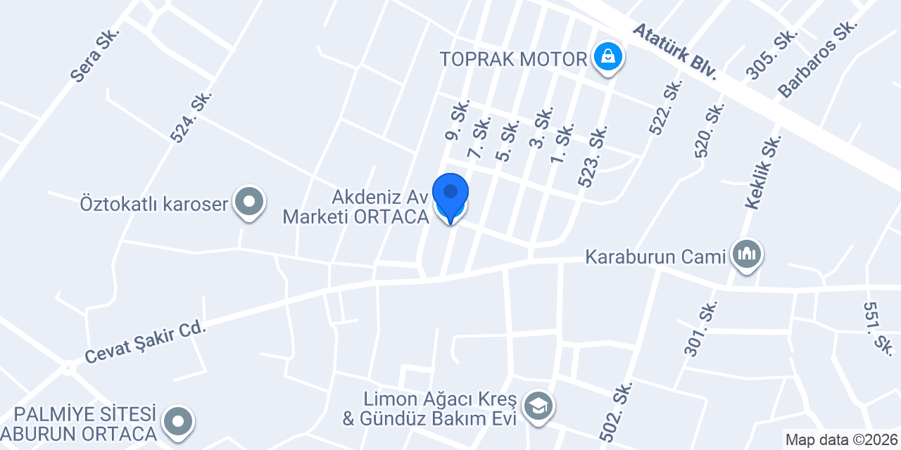 Akdeniz Av Marketi ORTACA konumu