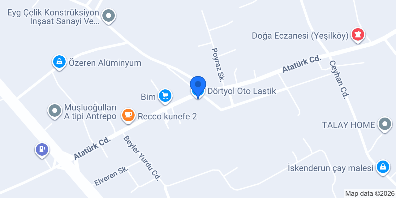 Dörtyol Oto Lastik konumu