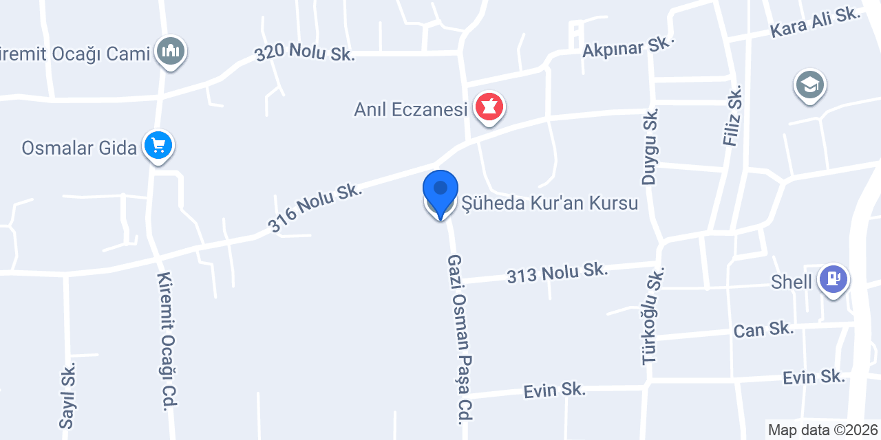 Şüheda Kur'an Kursu konumu