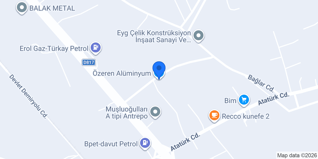 Özeren Alüminyum konumu