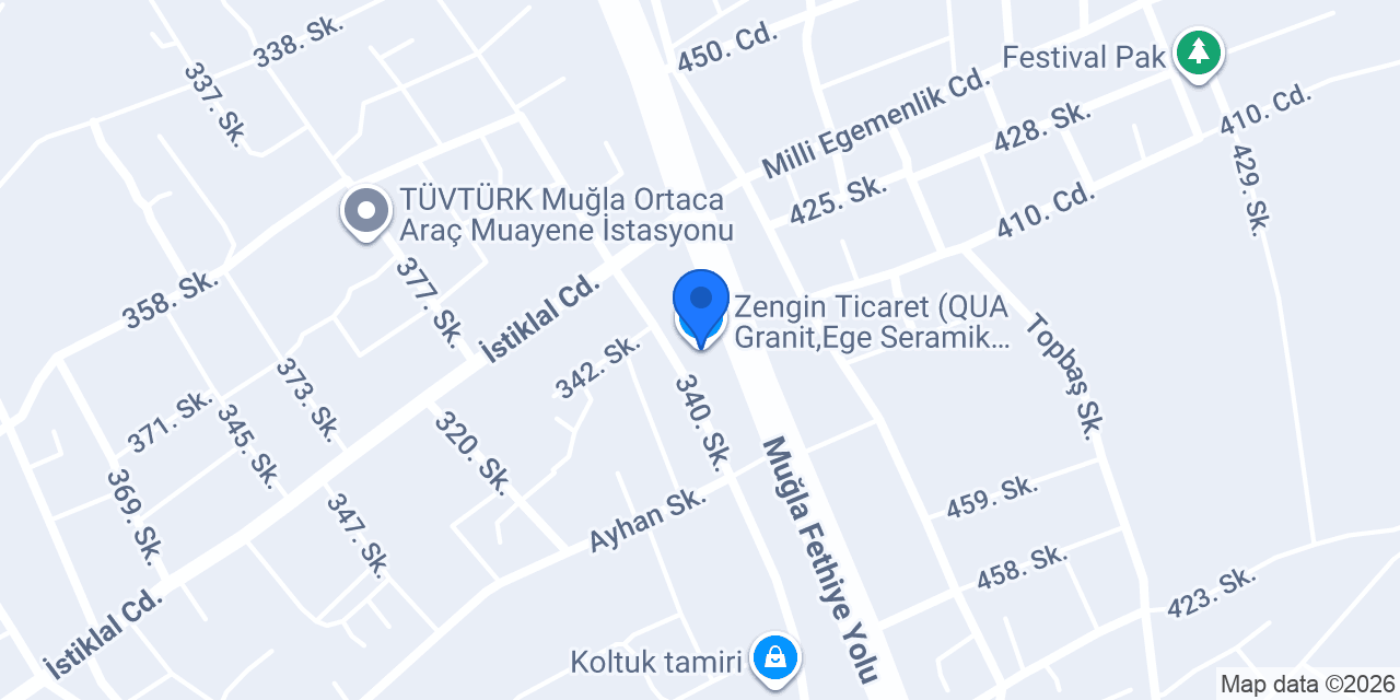 Zengin Ticaret (QUA Granit,Ege Seramik, E.C.A,Filli Boya) konumu