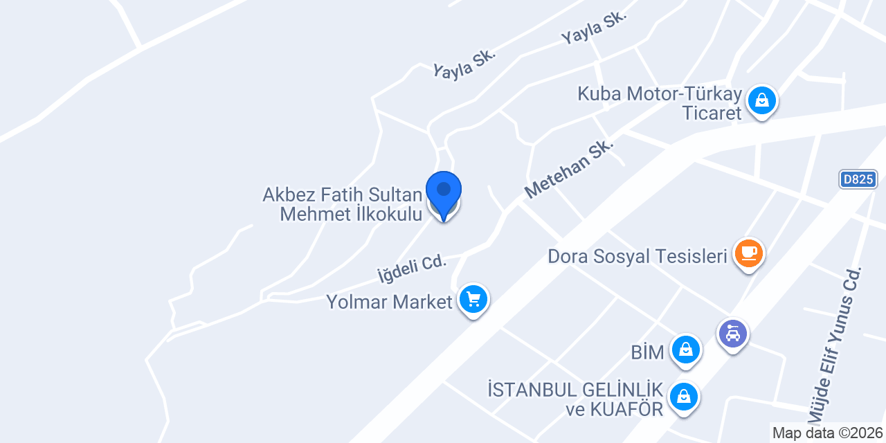Akbez Fatih Sultan Mehmet İlkokulu konumu